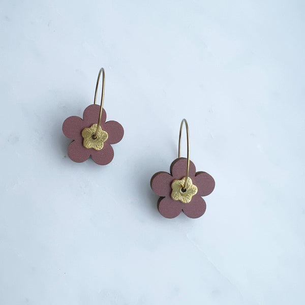 Colourful flower hoop earrings