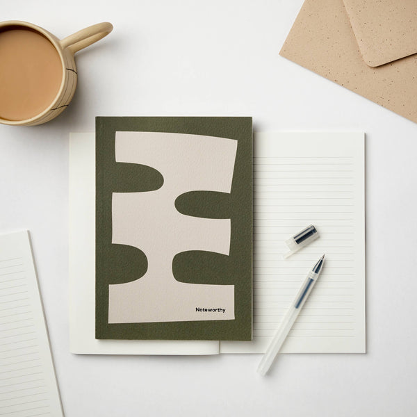 NOTEWORTHY GREEN/CREAM ABSTRACT NOTBOOK