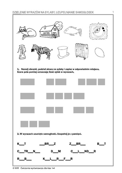 Ćwiczenia wyrównawcze dla uczniów z trudnościami w nauce czytania i pisania