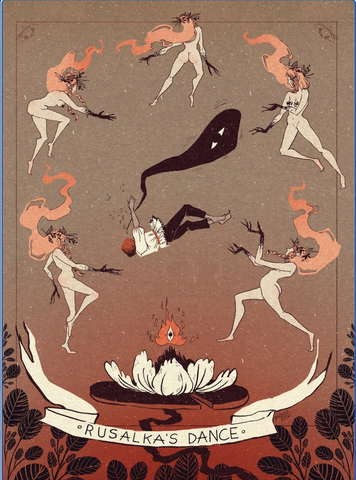 Rusalka's Dance | Slavic water nymph - Kamila Krol; satin card art print