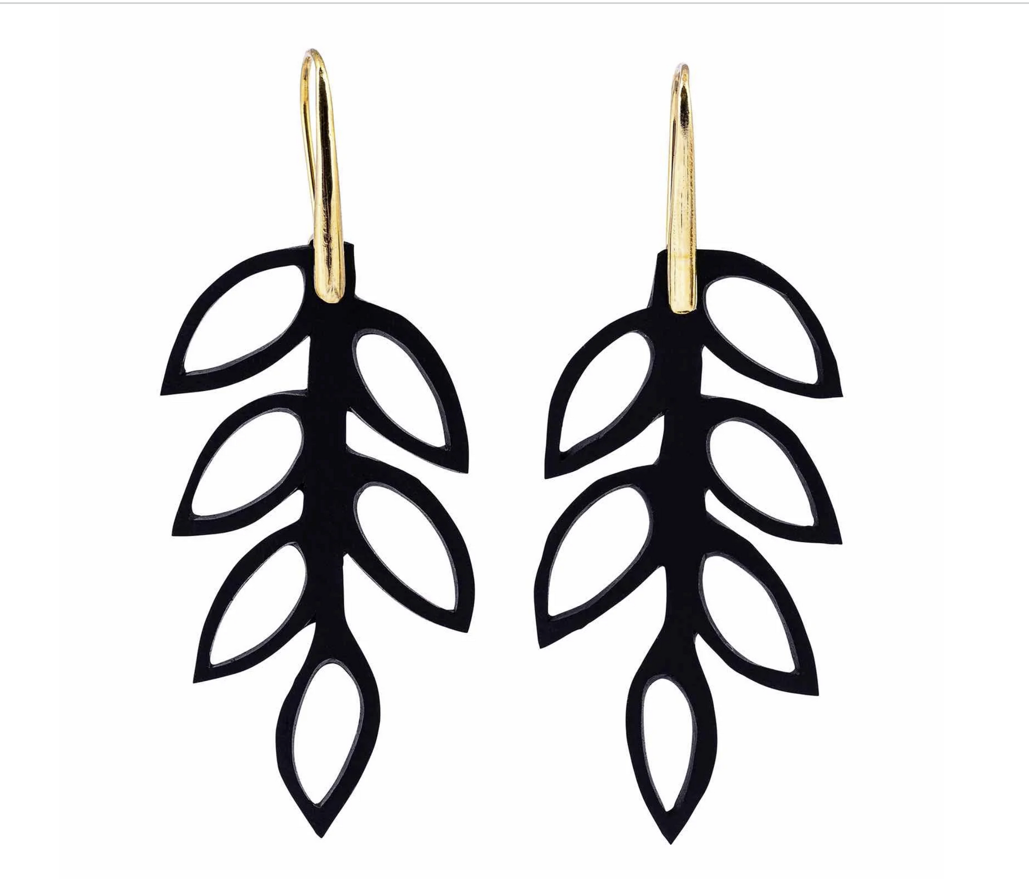 Evergreen Leaf Recycled Rubber Earrings by Paguro