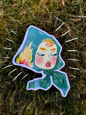 Fiery Babushka // Slavic witch large vinyl sticker for your ipad or planner
